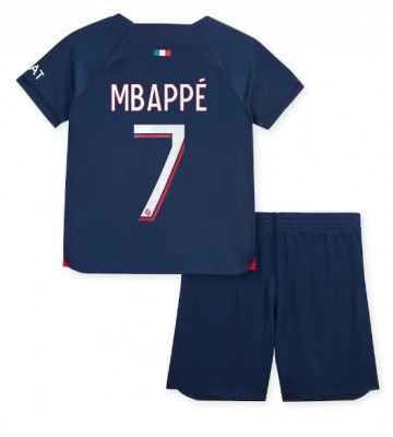 Paris Saint-Germain Kylian Mbappe #7 Hjemmebanesæt Børn 2023-24 Kort ærmer (+ korte bukser)